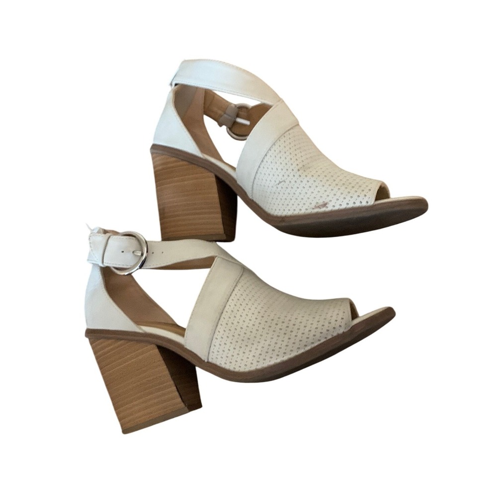 Sonoma Women's Heeled Sandals Peep Toe‎ Criss Cross Ankle Strap Neutral Casual - Picture 5 of 6